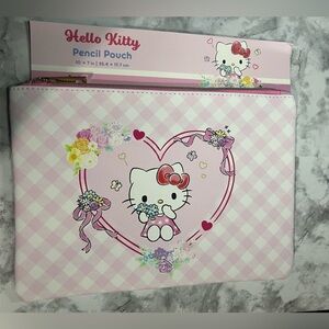 Hello Kitty Pink Floral Zipper Pouch - 10 x 7 in